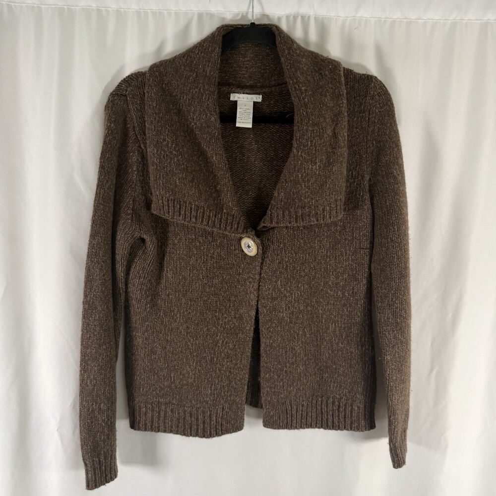 Tweeds Lambswool Rabbit Hair Sweater Women's Small Brown Knit Single Button